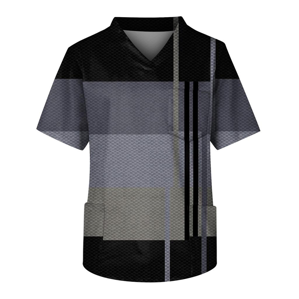 Мужской топ с короткими рукавами и V-образным вырезом с принтом мелких животных нагрудный карман и карман для ухода