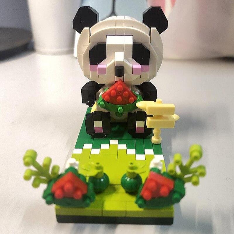 93017 Animal World Panda Watermelon Pet Mobile Phone Stand DIY Mini Diamond Blocks Bricks Building Toy for Children No Box
