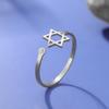 Skyrim Star of David Zircon Ring Women Supernatural Hexagram Stainless Steel Rings Israel Jewish Judaism Amulet Jewelry Gift