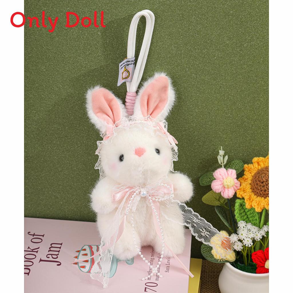 Adorable Bunny Pendant Plush Toy With Lace Accents For Kids And Teens