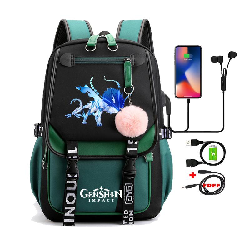 Anime Game Printed Bag Canvas Backpack Large Capacity Bookbag for Boy Girl Kids Gifts Usb Charging Travel Backpack Student School Bag
