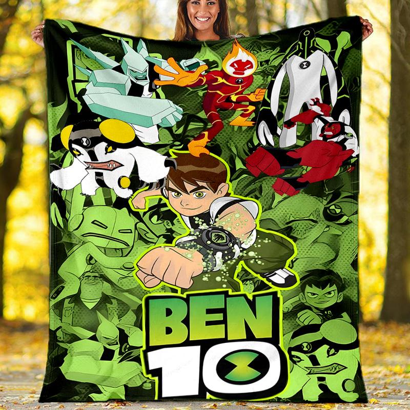 1pc Ben10 Theme Blanket - Digital Print, Polyester, Cozy for All Seasons, Perfect for Outdoor, Camping, and Travel