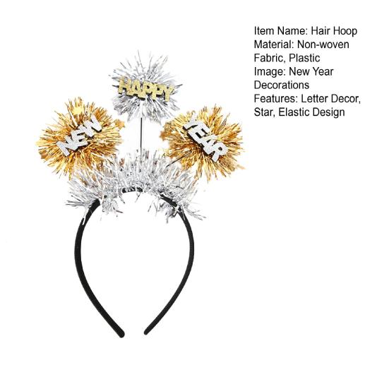 Yousheng Elastic Hair Hoop Men Women New Year Theme Headband HAPPY NEW YEAR Decoration Versatile Hair Accessory