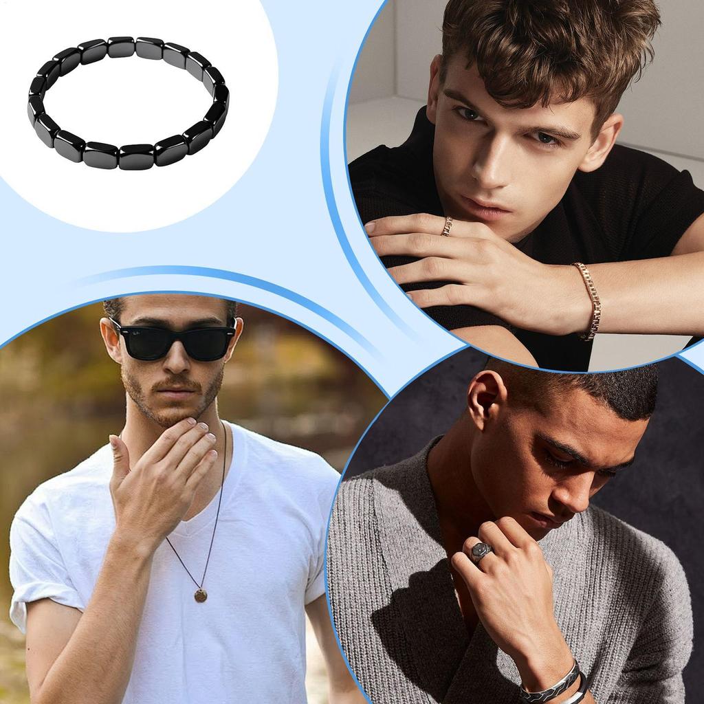 Браслет из гематита Мужской браслет из натурального гематита Мужские украшения Декор для запястья Повседневная носка для отца, мужа