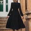 YYFS Женская мода весна осень однотонный принт с длинным рукавом и v-образным вырезом со средней талией повседневные платья