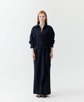 Ogtobeosekeondeu Wool Shirt Jumpsuit (Navy)