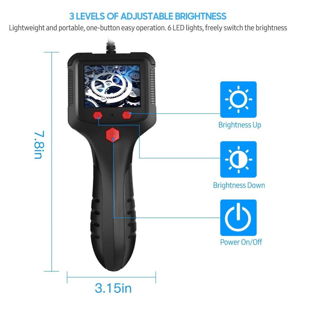 Профессиональный промышленный HD эндоскоп с 2,4-дюймовым ЖК-экраном, 8-мм бороскоп, инспекционная камера-эндоскоп для автомобилей, эндоскопио