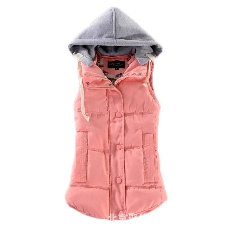 Casual hooded cotton vest women, removable sweater hat cotton vest, basic versatile women's clothing vest, one generation