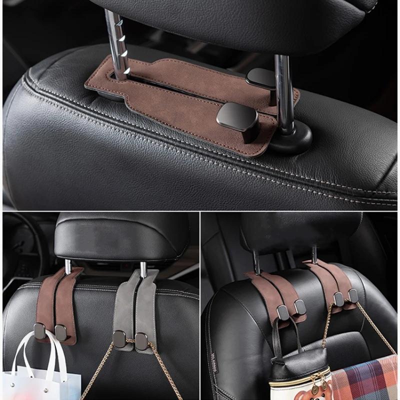 Hidden Car Seat Back Hook Suede Leather Soft Hanging Hook 20kg Load-Bearing Wear-Resistant Rear Row Hanger