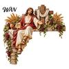 Spiritual Wall Decor for Bedroom Christian Door Corner Sign, Wood Jesus Religious Art, 2D Wooden Gift Friends Flat Faith-Inspired Frame Topper