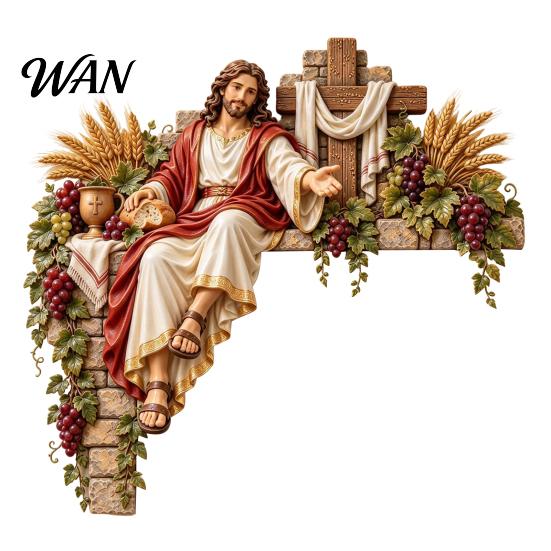 Spiritual Wall Decor for Bedroom Christian Door Corner Sign, Wood Jesus Religious Art, 2D Wooden Gift Friends Flat Faith-Inspired Frame Topper