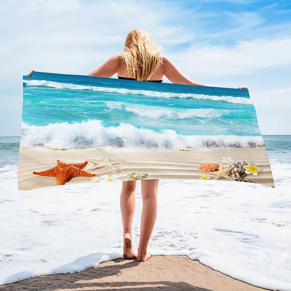 Microfiber Beach Towel Digital Printing Quick-Drying Double-Sided Velvet Class A Large Bath Towel Plus Towel