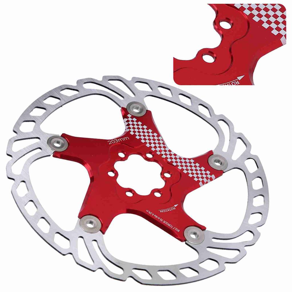 203mm Floating Disc Six Bolts Bicycle Mountain Bike Brake Disc Cycling Accessory(redsilver )
