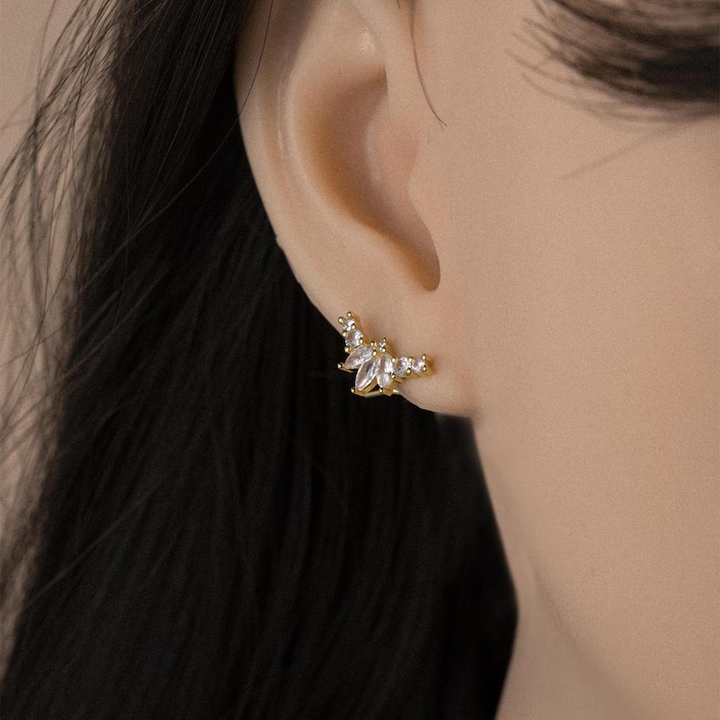 ANDYWEN Серьги-альпинисты из стерлингового серебра 925 пробы, золото, прозрачный цветок, циркон, нить, булавка, модные вечерние овалы, роскошные ювелирные изделия в виде королевы