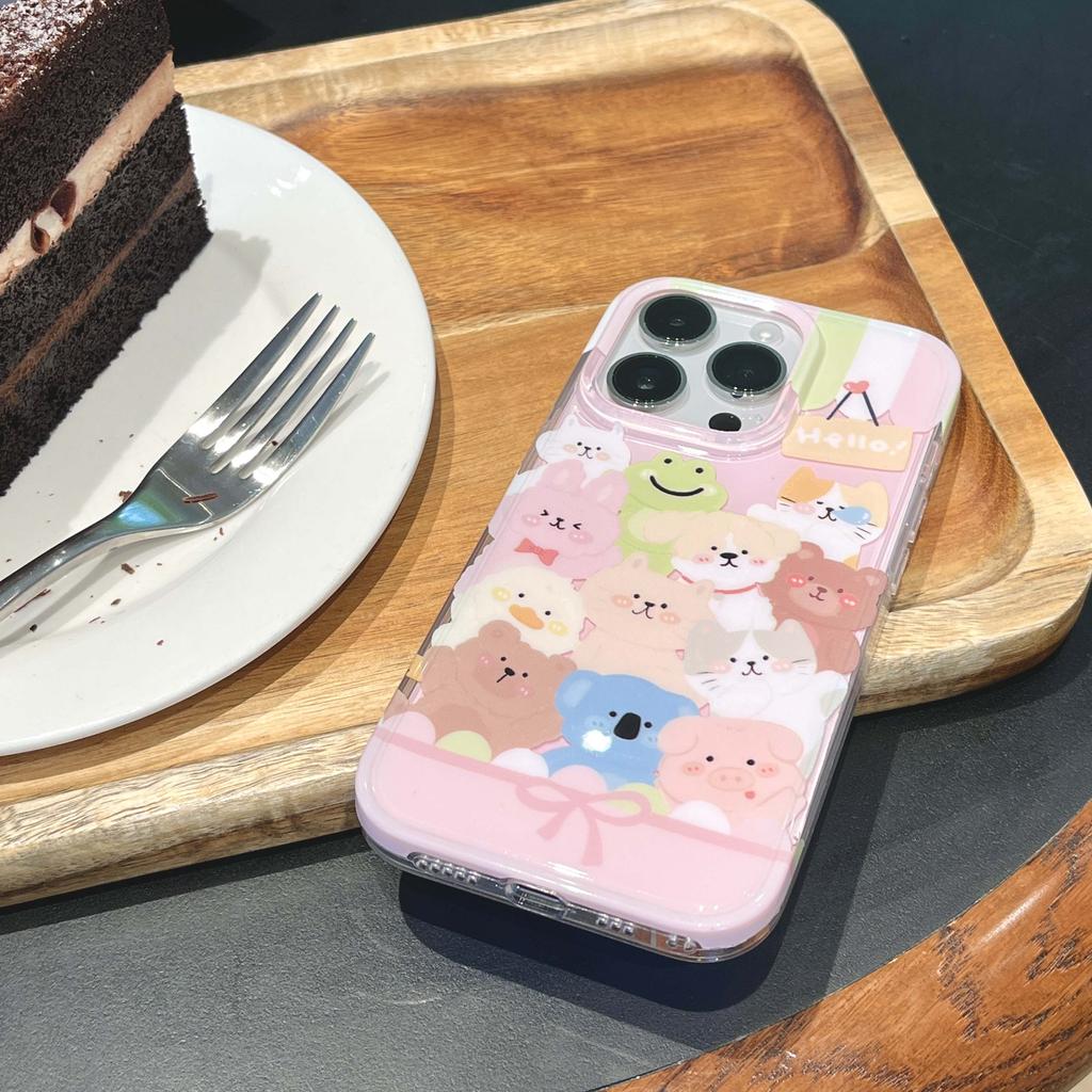 Cartoon 2023 Imd Shell For Iphone 11 12 Promax 14 Pro Max 13promax Ins Animal Phone Case Cute Sweet Bear Bunny Cat Dog Cover