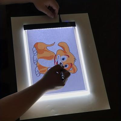 Игрушечная доска для рисования формата А4 со светодиодной подсветкой, 3 уровня яркости, планшет для рисования с ночным светильником, обучающая игра-планшет со светом.