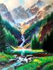 Коллекция алмазной живописи Дерево Зеленая вышивка крестом Река Водопад Пейзаж Домашний декор