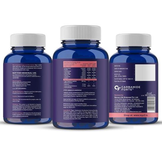 Carbamide Forte Мелатонин 10 мг Снотворные таблетки с Тагаром 250 мг | Добавка для сна для мужчин и женщин - 60 вегетарианских таблеток.
