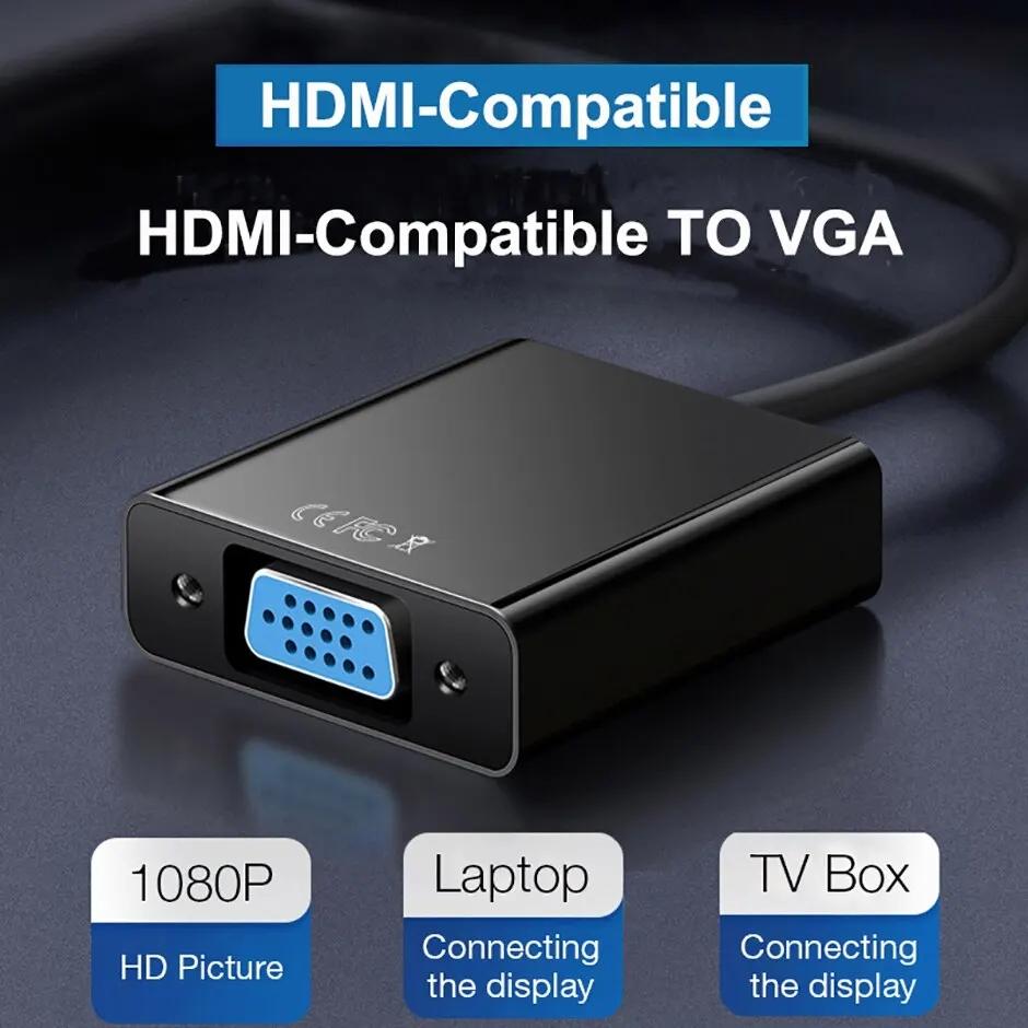 Кабель-адаптер HDMI-совместимый на VGA 1080P HDMI-совместимый папа на VGA мама Видеоконвертер для ПК Ноутбука ТВ Проектора Монитора