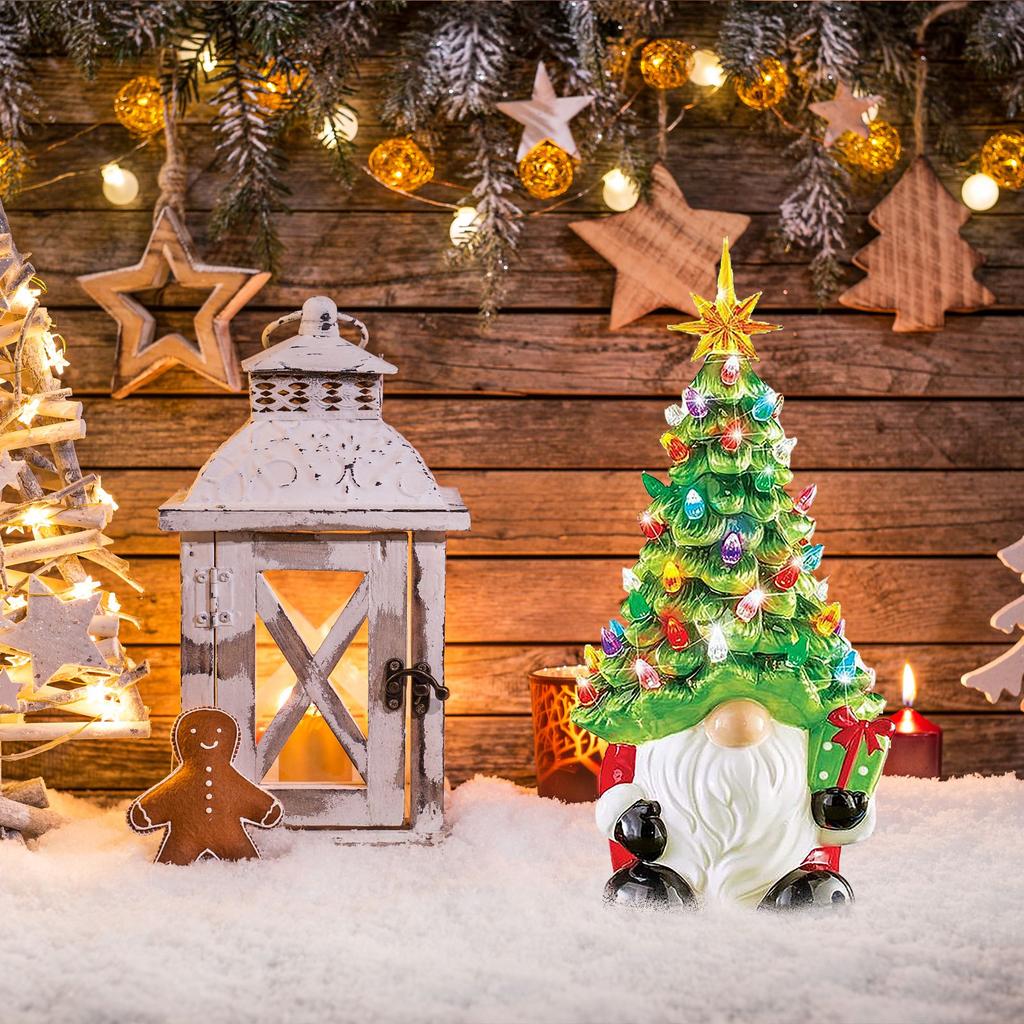 Рождественская елка из смолы, изысканная светящаяся керамическая рождественская елка в виде гнома с цветной подсветкой для украшения дома на Рождество