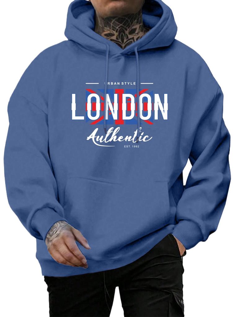 London Letters And National Flag Prints Pullover Man Hoodie Hooded Men Simple S-5xl Tops