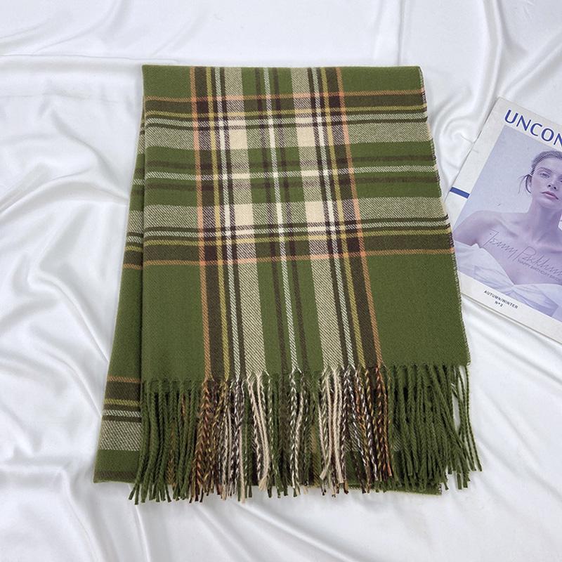 Клетчатый шарф женский зимний теплый платок из искусственного кашемира