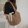 Yogodlns Повседневная соломенная сумка через плечо для женщин, полая тканая пляжная сумка из ротанга