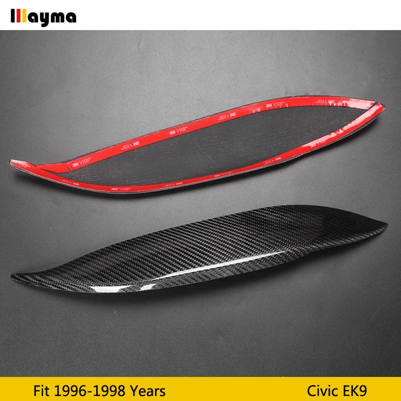 Carbon Fiber Headlights Eyebrow Eyelid Sticker for Honda Civic EK9 1996 1997 1998 Year Civic eyebrows eyelids 2pcs/set