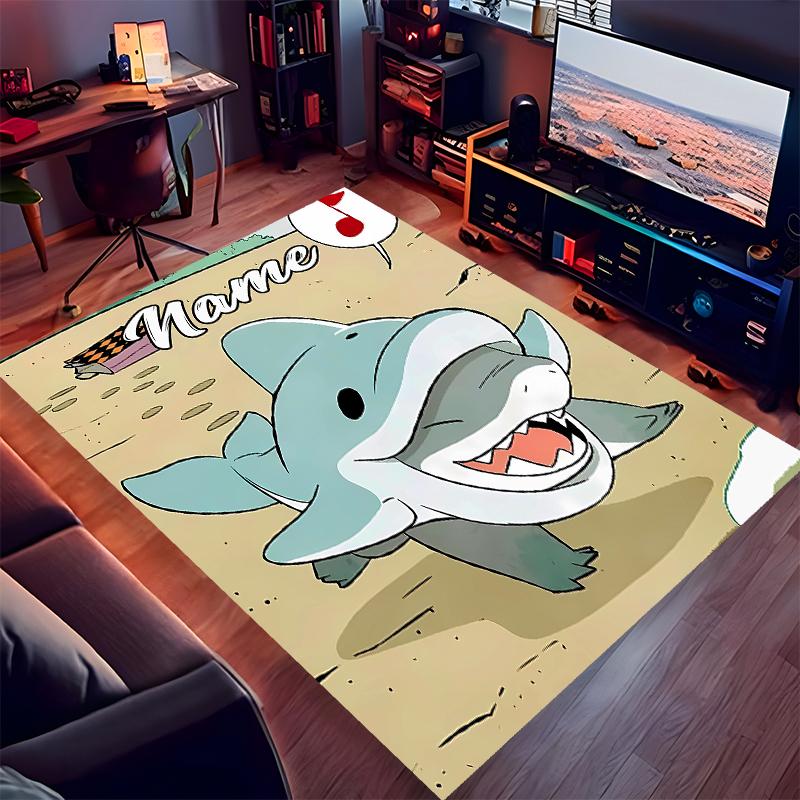 Custom personalization Jeff the Land Shark Print Area Rug - Soft, Washable Non-Slip Indoor Mat,Living Room,Home&Office Decorative Rug