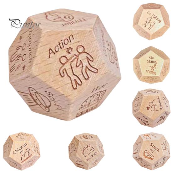 Food Decision Tool 12 Sides Dice Wooden Couple Date Night Ideas Portable Dinner Takeaway Decider Adults Girlfriend Boyfriend Props Choice