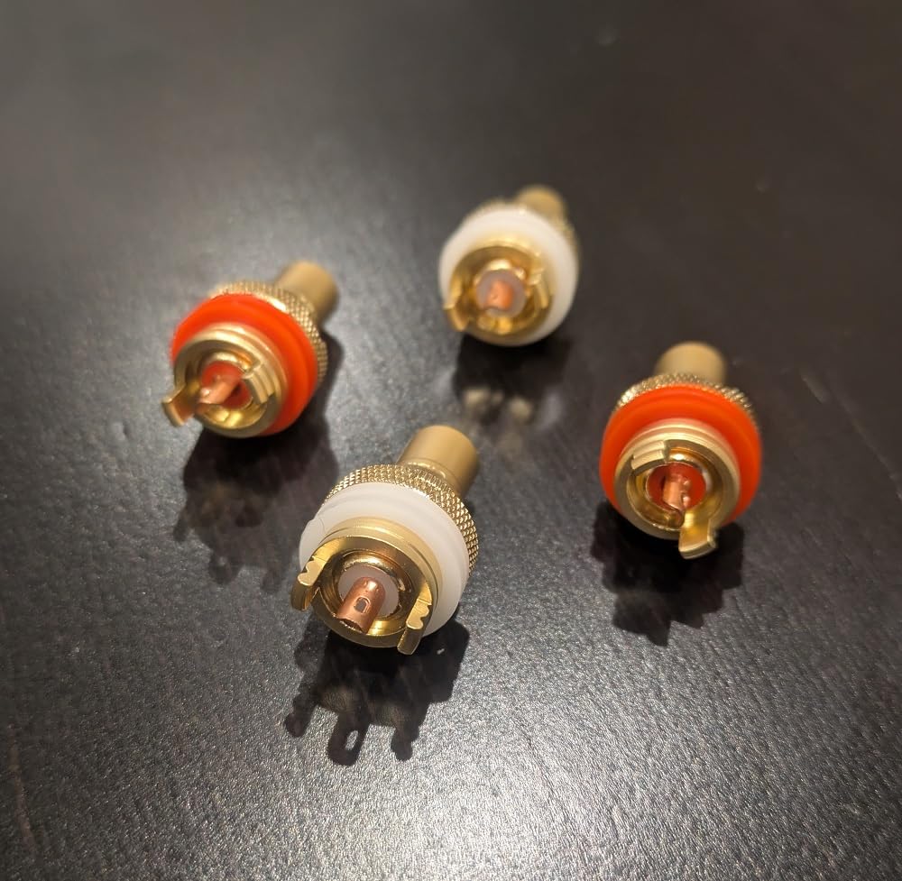 MINAKIKO Высокопроизводительный RCA Jack Терминал Розетка Сердечник из Чистой Меди Позолоченный High-End Аудио Тип 8 шт. (4 Красный + 4 Белый) для усилителя, колонки, микшера