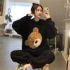 Women Winter Flannel Pajama Set Fleece Pajamas Sleepwear Homewear Thick Warm Velvet Female Suit Fall Sweatshirt Ladies Pyjama