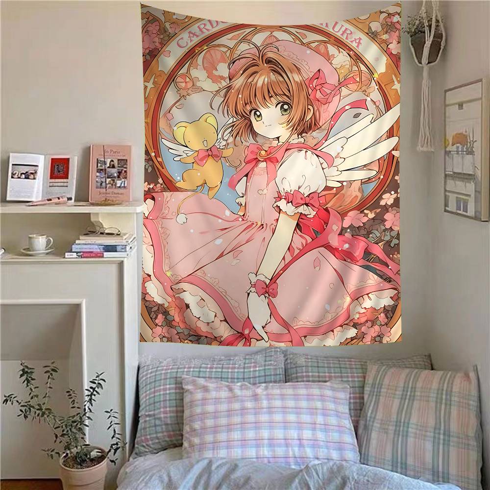 Аниме Cardcaptor Sakura Аниме Гобелен Хиппи Цветочный Настенный Ковер Декор для общежития Настенный Домашний Декор