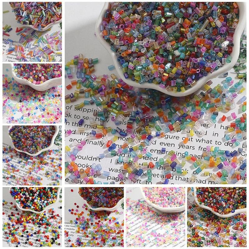 2 3 4mm Glass Filled Silver Mixed Color Rice Beads Handmade Diy Ring Earrings Bracelet Tassel Loose Beads Jewelry Materials Beads for Jewelry Making