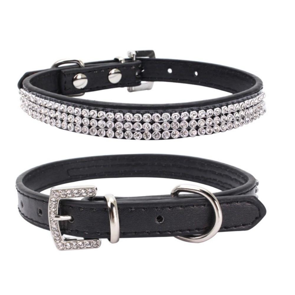 Crystal Diamond Rhinestone Pet Collar PU Leather Sparkling Cat Collar for Pet Supplies