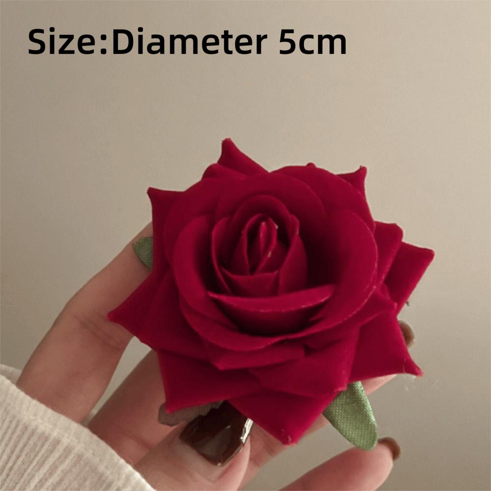 Hair Accessories Red Rose Hairpin Vintage Side Clip Fashion Flower Hair Clips Girls