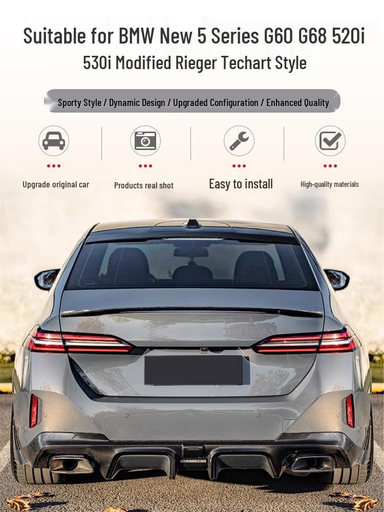 Квадратный выхлопной наконечник Rectzbo с четырьмя выходами для BMW 5 серии 530 G68 G61 2024-2025 гг.