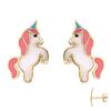 [R0406] - 'Licorne My Unicorn' Rose White Gold Earrings (Gold - 9 Carats) - 11x6 Mm