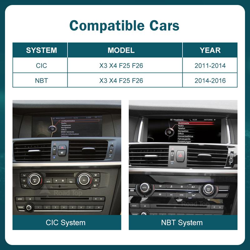 RoadTop 12,3'' Беспроводной Carplay Мультимедиа Linux Сенсорный Экран Для BMW X3 F25 X4 F26 2011-2016 CIC NBT Android Auto Auto Link