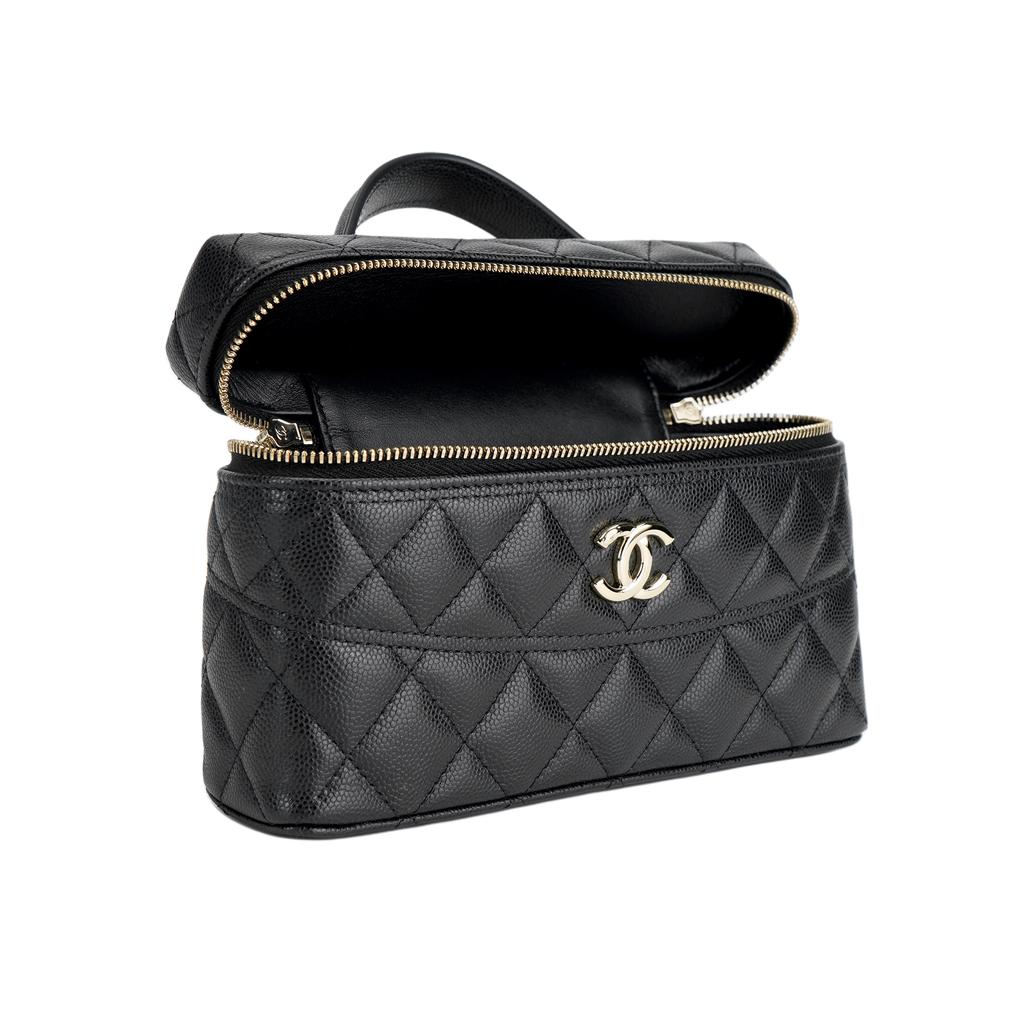 Chanel 26c Двойной логотип C Ромбовидный узор Кожаная сумка-коробка на цепочке Из зернистой коровьей кожи С золотой фурнитурой Сумка-мессенджер Женская Черная