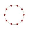 Premium 18K Gold CNC Four-Leaf Clover Necklace with Chalcedony & Mother-of-Pearl Inlays for Women