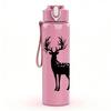 1PC Stag Deer Minimal Black Silhouette Print 750ml Color Plastic Sports Water Bottle Leakproof Flip Straw Lid Suitable for Sports Office Home Use