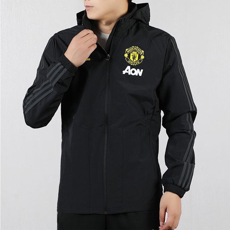 Adidas Manchester United Jackets Men's Black Stand Collar Moderate Other EB6515
