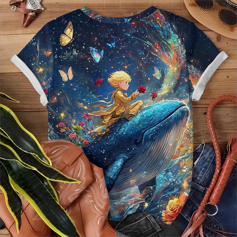 Women's T-shirt Casual Fashionable And Comfortable Deep Blue Short Sleeve