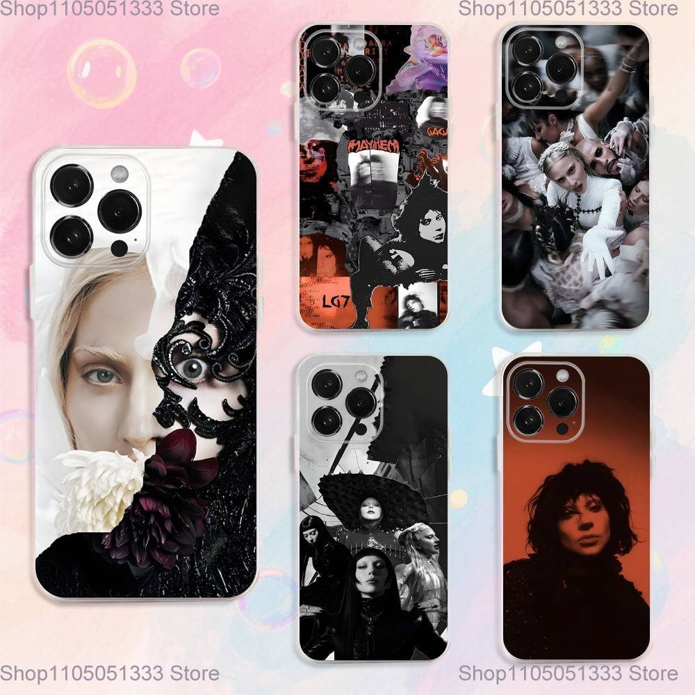 Чехол для телефона Singer L-Lady-GagaS Mayhem для iPhone 16,15,14,13,12,11 Plus,Pro,Max,XR,XS,Plus,E,SE4,Mini Прозрачная крышка