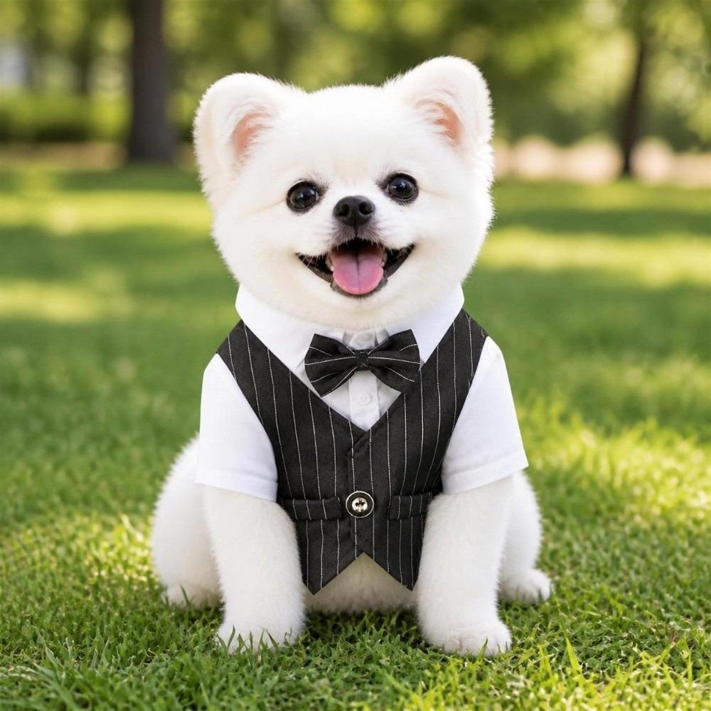 Lightweight Pet Tuxedo Outfit Button Closure Small Dog Clothes Dog Costume Vest Wedding Ceremony