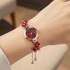 Double Layered Chain Ladies Business Watches Flower Quartz Wristwatch Rhinestone Quartz Watch  Men