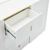Тумба с LED-подсветкой, Современный комод 2 дверцы и 3 ящика, Регулируемая полка, много места для хранения, Буфет для гостиной, столовой, прихожей, Белый