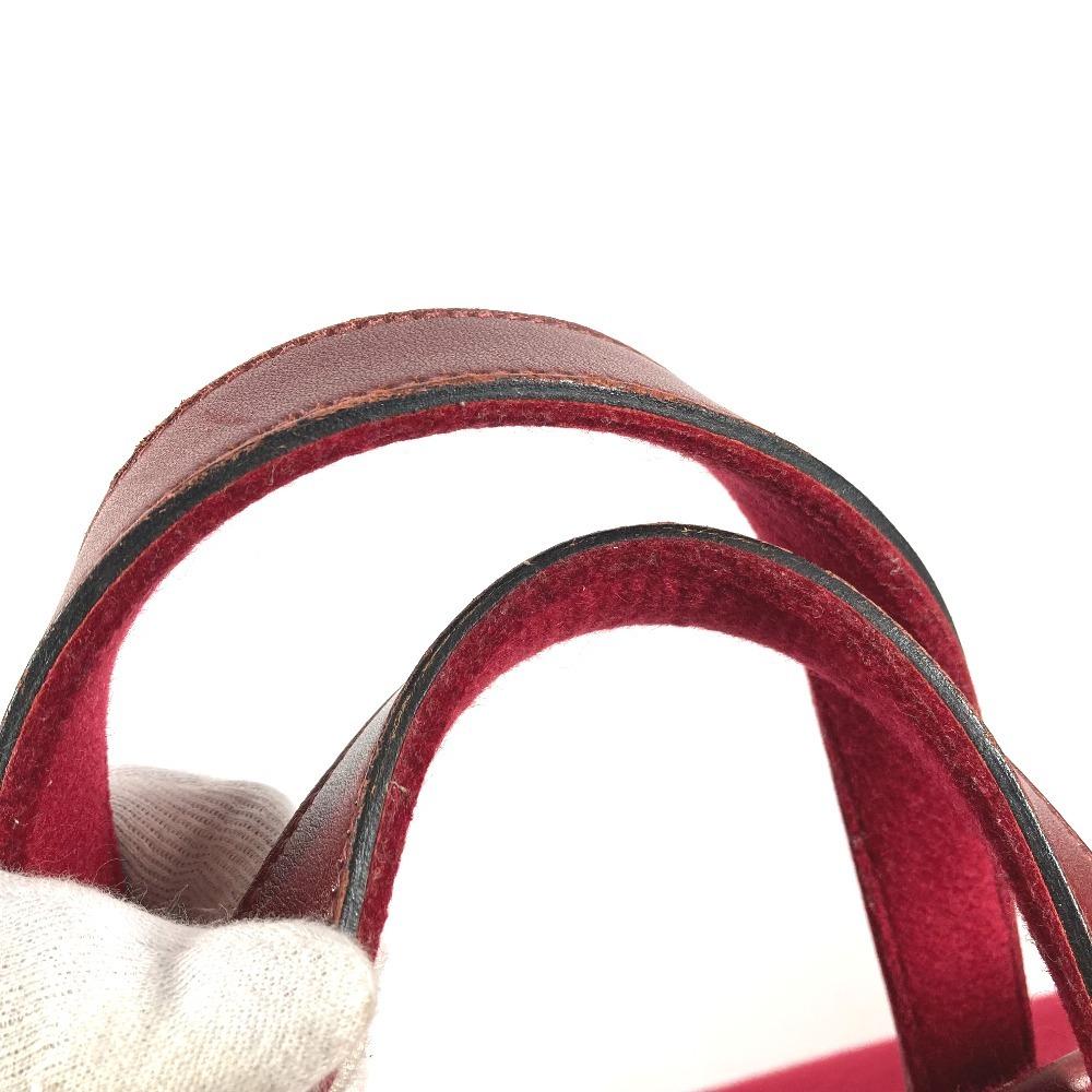 HERMES H punching logo Hood Travel bag Hand Bag Duffle Bag felt / Leather Red
