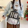 Urban Minimalist Womens Backpack With Transparent Compartment Display Badge For Daily Use